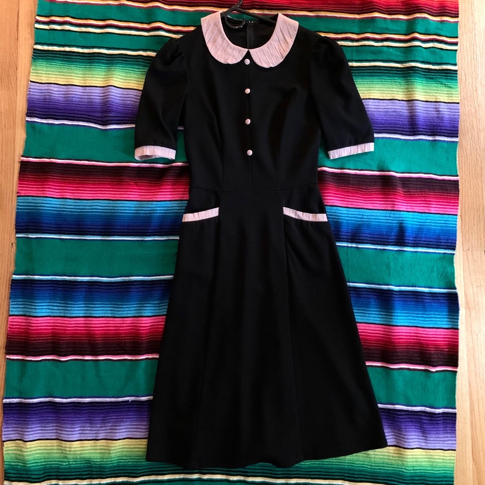 Stop Staring 40ies dress black pink M collar Dita